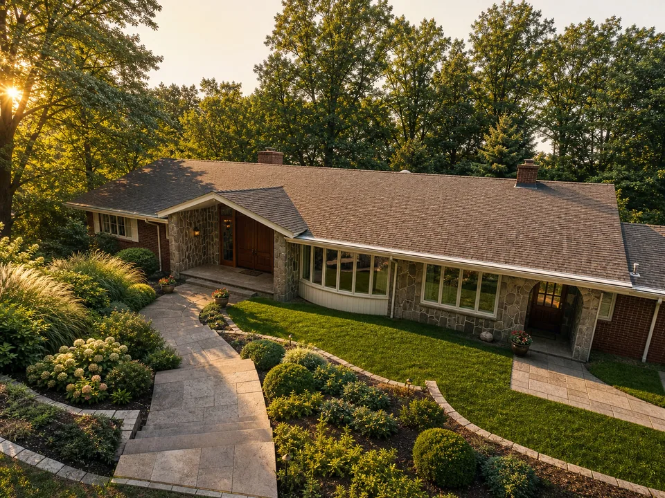 A Northern Valley estate under a low golden light